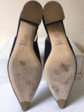 LK BENNETT NAVY BLUE SUEDE SLINGBACK HEELS SIZE 7/40