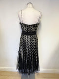PHASE EIGHT BLACK & SILVER FIT & FLARE SLEEVELESS SPECIAL OCCASION DRESS SIZE 14