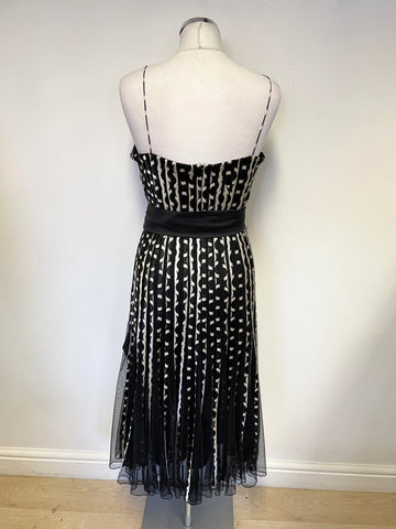 PHASE EIGHT BLACK & SILVER FIT & FLARE SLEEVELESS SPECIAL OCCASION DRESS SIZE 14
