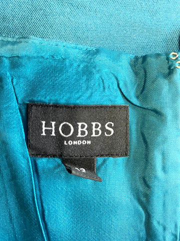 HOBBS KINGFISHER BLUE WOOL & SILK BLEND SLEEVELESS BELTED SPECIAL OCCASION DRESS SIZE 12