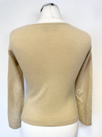 PURE COLLECTION FAWN 100% CASHMERE SCOOP NECKLINE JUMPER SIZE 8