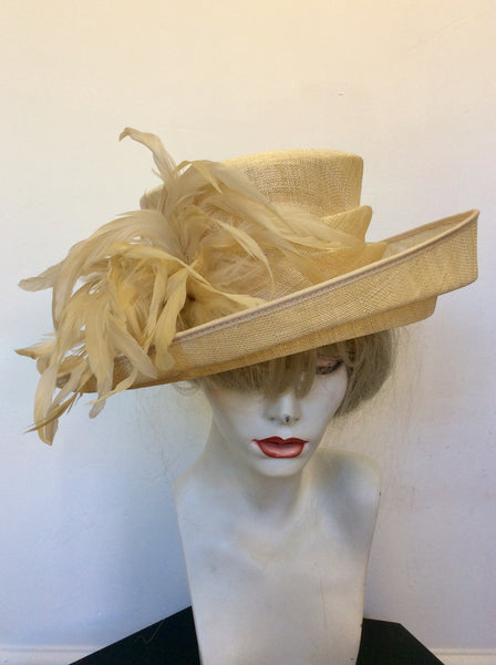 HATMOSPHERE CREAM FEATHER TRIM FORMAL HAT