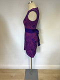 KAREN MILLEN PURPLE EMBROIDERED PENCIL DRESS SIZE 8