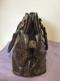 MODALU PIPPA CHOCOLATE BROWN CROC LEATHER TOTE BAG