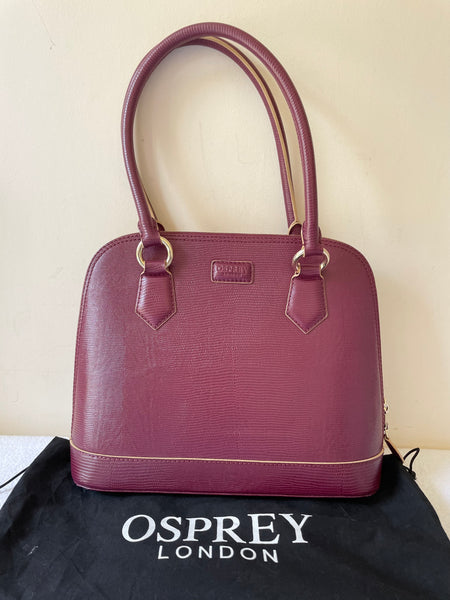 OSPREY BY GRAEME ELLISDON CLARET LEATHER TOTE/SHOULDER BAG