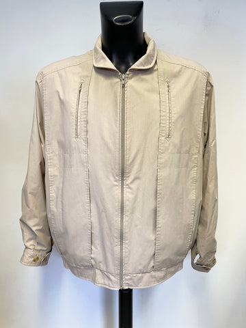 VINTAGE BURBERRY BEIGE LINED COTTON ZIPPED UP CASUAL JACKET SIZE M