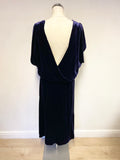 WOMENS MINA PURPLE VELVET SILK BLEND V BACK OCCASION DRESS SIZE 16