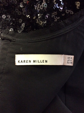 KAREN MILLEN BLACK SEQUINNED LONG SLEEVE DRESS SIZE 8