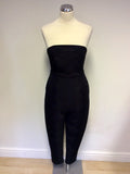 WHISTLES BLACK LOVEBIRD LACE PANEL STRAPLESS JUMPSUIT SIZE 8