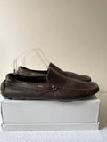 PRADA BROWN LEATHER SLIP ON LOAFERS SIZE 8/42