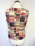 GANT MULTI COLOURED CHECK PATCHWORK SLEEVELESS COTTON TOP SIZE 10