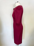 LK BENNETT DEEP WINE SHORT SLEEVED ‘TAN’ PENCIL DRESS SIZE 10