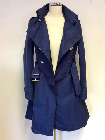 KAREN MILLEN DARK BLUE TRENCH COAT/MAC SIZE 10
