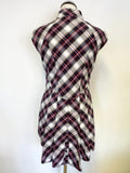 TED BAKER RED , WHITE & BLUE TARTAN CHECK COTTON SLEEVELESS DRESS SIZE 3 UK 12