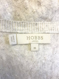 HOBBS LIGHT GREY SEQUINNED V NECK 3/4 SLEEVE JUMPER SIZE M