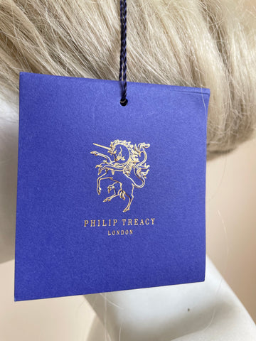 BRAND NEW DESIGNER PHILIP TREACY IVORY SAUCER WITH PINK TRIM FEATHER FLOWERS HATINATOR