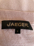 JAEGER LIGHT PINK OVERSIZED FINE KNIT WOOL & SILK SHORT SLEEVE TOP SIZE L