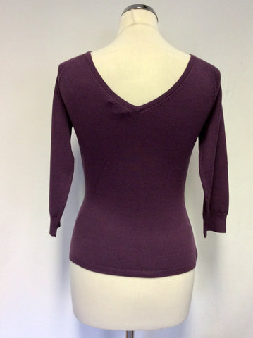 HOBBS PLUM SILK BLEND V NECKLINE JUMPER SIZE 10