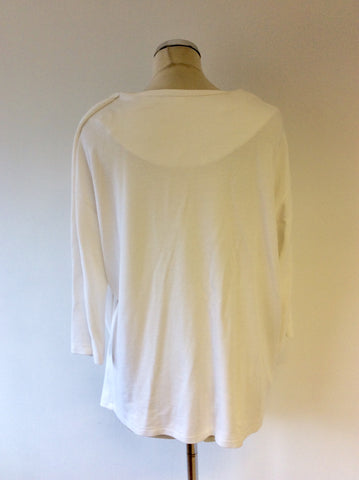 COS WHITE DRAPED SCOOP NECK 3/4 SLEEVE TOP SIZE M