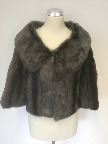 BRAND NEW Y-KEN BWLLAGIO GREY RABBIT FUR SHORT SPECIAL OCCASION JACKET SIZE M