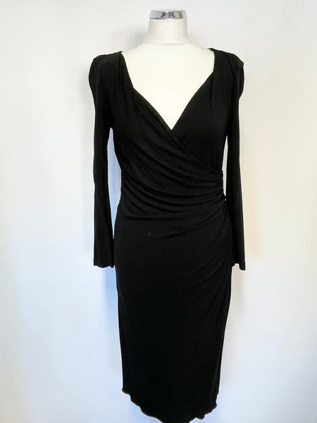 LK BENNETT BLACK WRAP ACROSS SPECIAL OCCASION DRESS SIZE 10