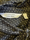 & OTHER STORIES BLACK STAR PRINT BUTTON FRONT PUSSY BOW TIE & BELTED DRESS SIZE 36 UK 10