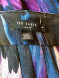TED BAKER BLACK & MULTI COLOURED PRINT SILK DRESS SIZE 1 UK 8