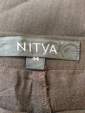 NITYA DARK BROWN WOOL BLEND WIDE LEG TROUSERS SIZE 16