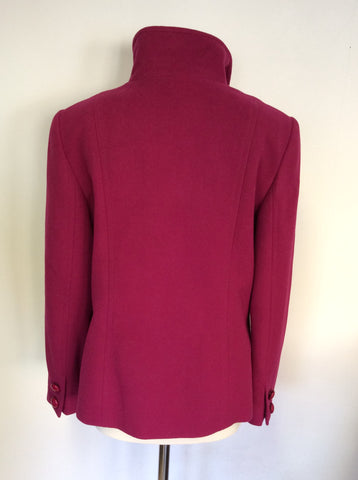 HOBBS FUSHIA PINK WOOL & CASHMERE SHORT COAT SIZE 14