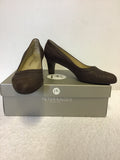 BRAND NEW PETER KAISER BROWN NUBUCK LEATHER HEELS SIZE 4/37