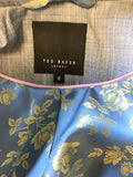TED BAKER BLUE & GREY CHECK TAILORED JACKET & PENCIL SKIRT SUIT SIZE 2 UK 10