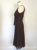 TED BAKER BURGUNDY SILK SLEEVELESS DIT & FLARE SPECIAL OCCASION DRESS SIZE 2 UK 10