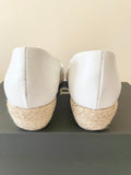 HOBBS VOYAGER WHITE LEATHER OPEN TOE WEDGE HEELS SIZE 5/38