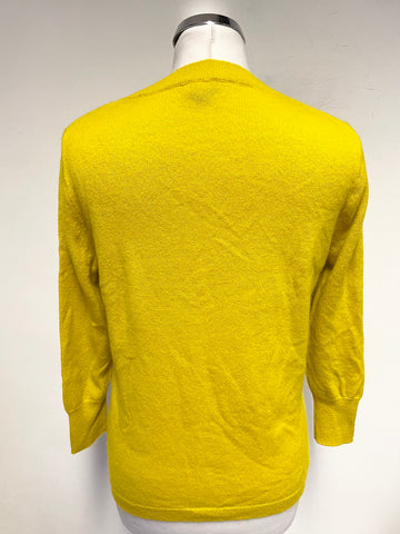 J CREW MUSTARD & BLACK MERCI BEAUCOUP 100% CASHMERE JUMPER SIZE M