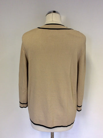 EASTEX CAMEL & BLACK TRIM CARDIGAN SIZE 14
