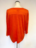 WHISTLES ORANGE 100% LINEN 3/4 SLEEVE TOP SIZE L