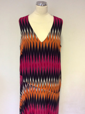BRAND NEW MARINA RINALDI MULTI COLOURED PRINT PURE SILK MAXI DRESS SIZE UK 20