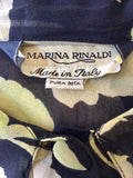MARINA RINALDI BLACK & FLORAL PRINT SILK BLOUSE & MATCHING SCARF SIZE 20