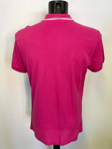 DIOR PINK CONTRAST TRIMMED SHORT SLEEVED BEE POLO SHIRT SIZE 50 UK MEDIUM