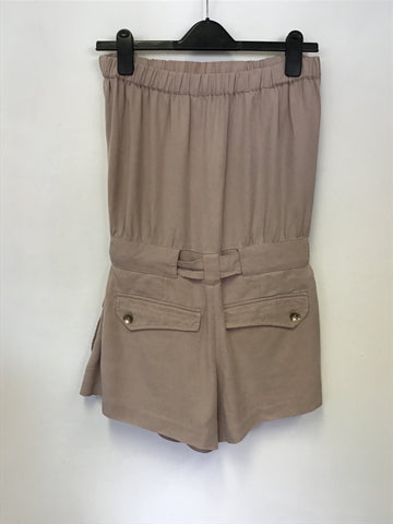 REISS NIKKI BEIGE STRAPLESS SHORTS PLAYSUIT SIZE 10