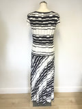 MARKS & SPENCER AUTOGRAPH NAVY & WHITE SHORT SLEEVE MAXI DRESS SIZE 12