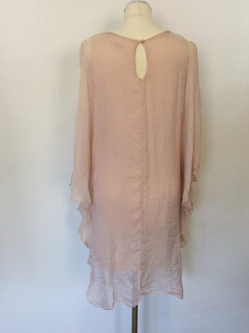 MADE IN ITALY PALE PINK SILK SLEEVELESS SHIFT DRESS ONE SIZE