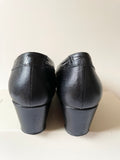 HOBBS BLACK LEATHER PLATFORM SOLE WEDGE HEELS SIZE 7/40