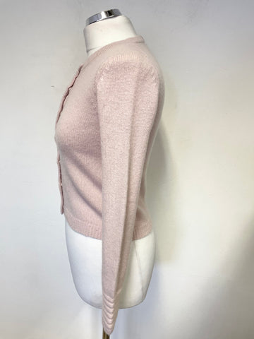 JIGSAW 100% CASHMERE PALE PINK LONG SLEEVE CARDIGAN SIZE S