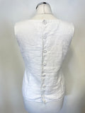 HOBBS WHITE SLEEVELESS REAR BUTTON FASTEN TOP SIZE 10