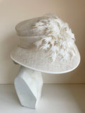 PHASE EIGHT IVORY & WHITE FEATHER TRIM FORMAL HAT