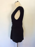 DONNA KARAN COLLECTION BLACK WRAP ACROSS STRETCH TOP SIZE S