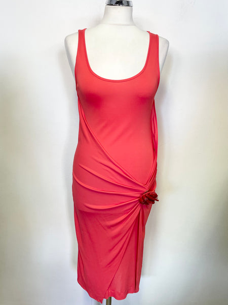 PENNY BLACK CORAL DRAPED FRONT SLEEVELESS DRESS SIZE M