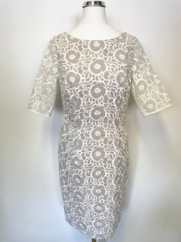 BRAND NEW FENN WRIGHT MANSON FELICE CHALK LACE SPECIAL OCCASION PENCIL DRESS SIZE 8