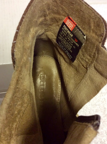 DIESEL BROWN LEATHER STILETTO HEEL ANKLE BOOTS SIZE 4/37